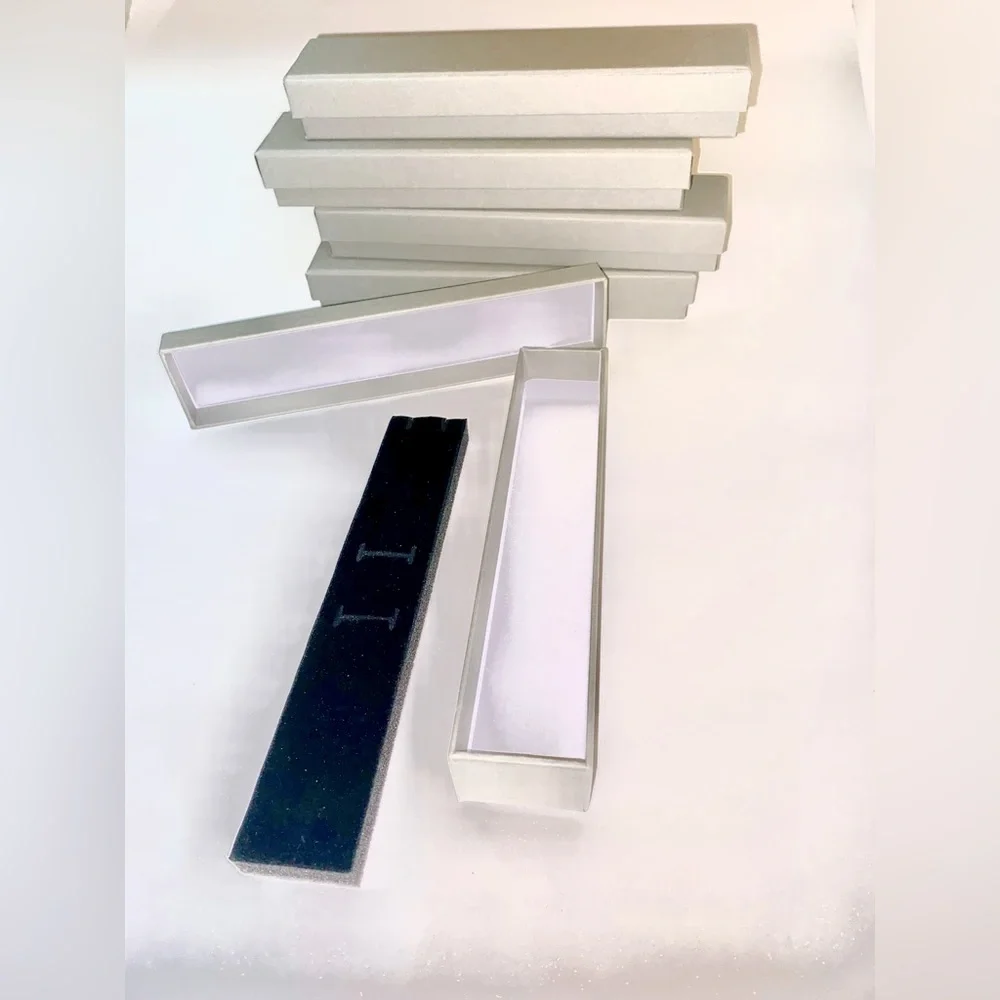 WHOLESALE | 5 pack of Long JEWELRY BOXES | Cardboard & Black Sponge Padding